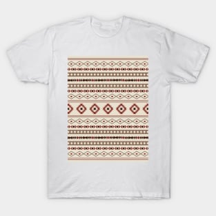 Aztec Browns Rust Cream Mized Motifs Pattern T-Shirt